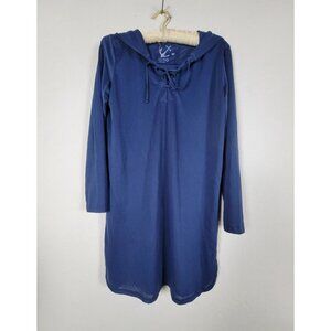 HIHO Womens Maricel Dress Small Classic Blue Long Sleeve Hooded Stretch Lace Up